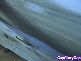 Cumshot at gay gloryhole handjob for straight 26